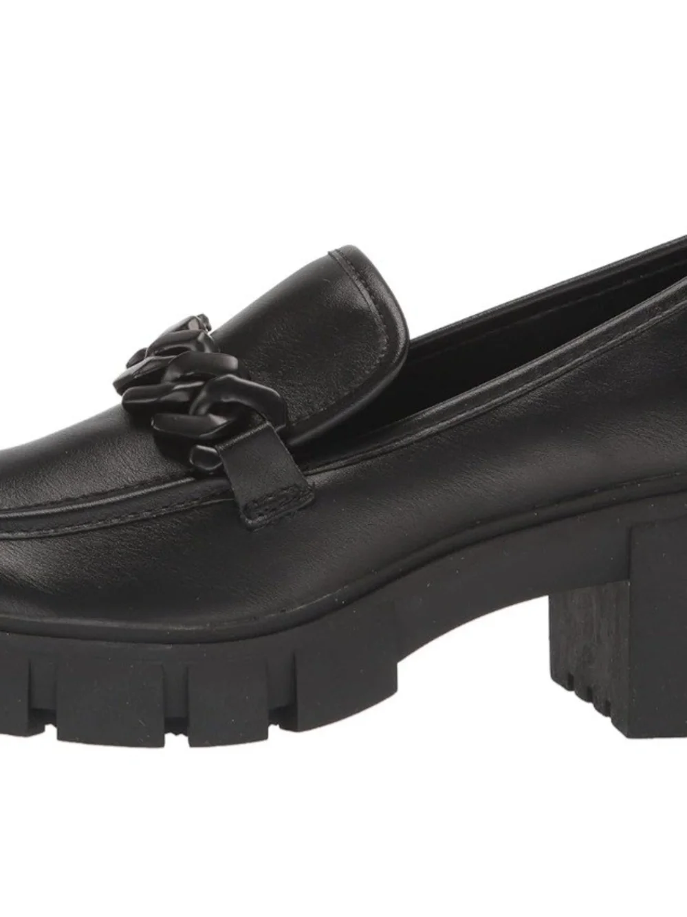 Madden Girl Black Lug Sole Chain Loafer